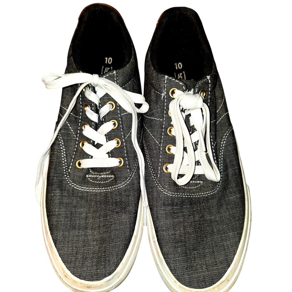 George Men's 10 Gray Canvas  Causal Tennis Sneakers Shoes Ties Lace Up